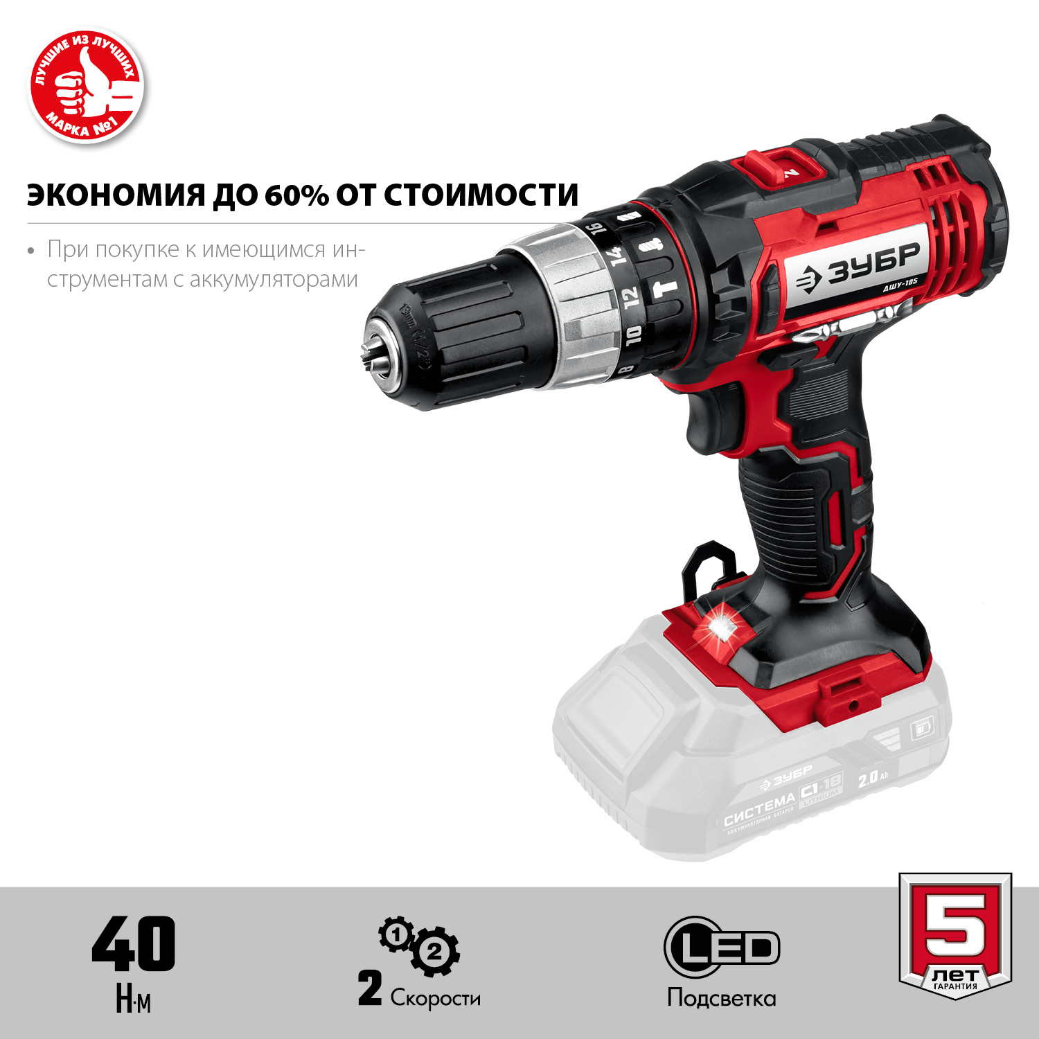 Дрель-шуруповерт ударная, без АКБ, в коробке ДШУ-185